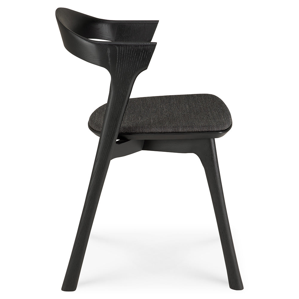 Bok Dining Chair - Soft Black Fabric, Black Oak
