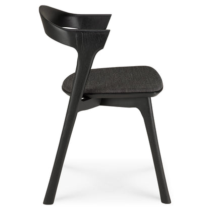 Bok Dining Chair - Soft Black Fabric, Black Oak