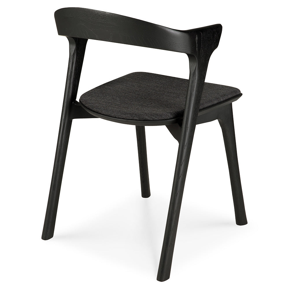 Bok Dining Chair - Soft Black Fabric, Black Oak