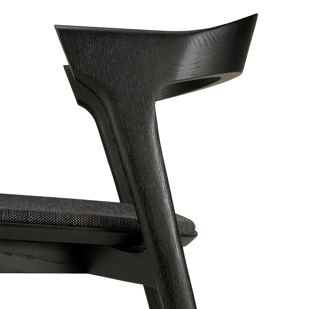 Bok Dining Chair - Soft Black Fabric, Black Oak