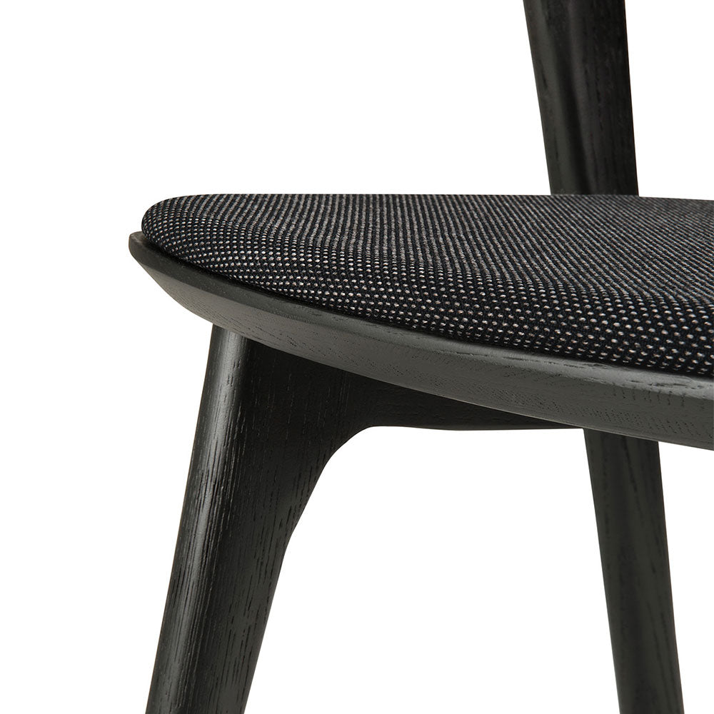 Bok Dining Chair - Soft Black Fabric, Black Oak