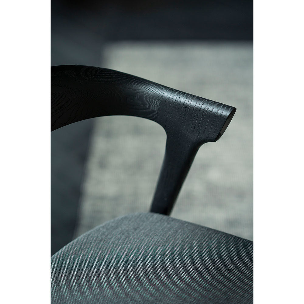 Bok Dining Chair - Soft Black Fabric, Black Oak