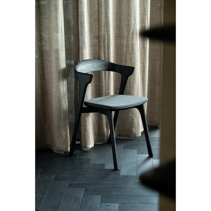 Bok Dining Chair - Soft Black Fabric, Black Oak