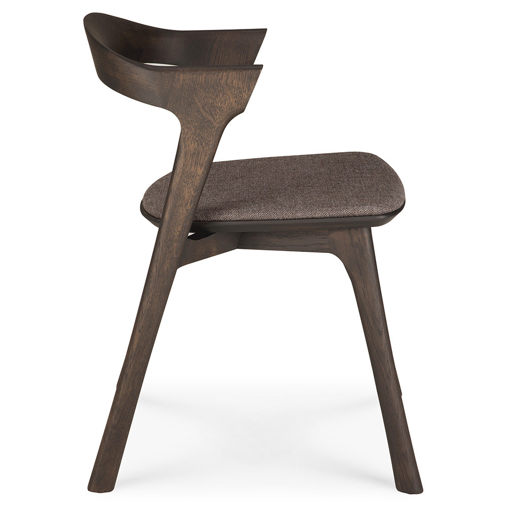 Bok Dining Chair - Warm Brown Fabric, Brown Oak