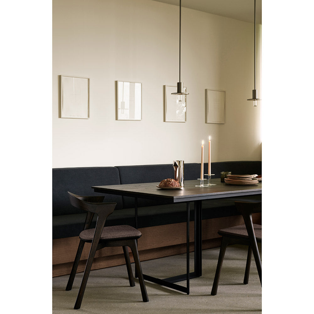 Bok Dining Chair - Warm Brown Fabric, Brown Oak