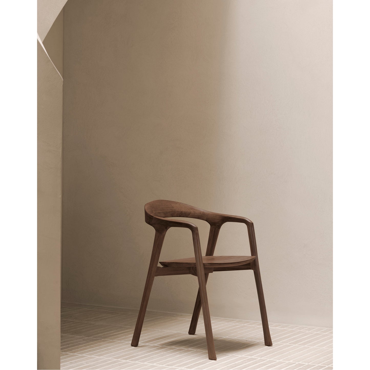 Bok Dining Chair With Armrest - Brown Teak