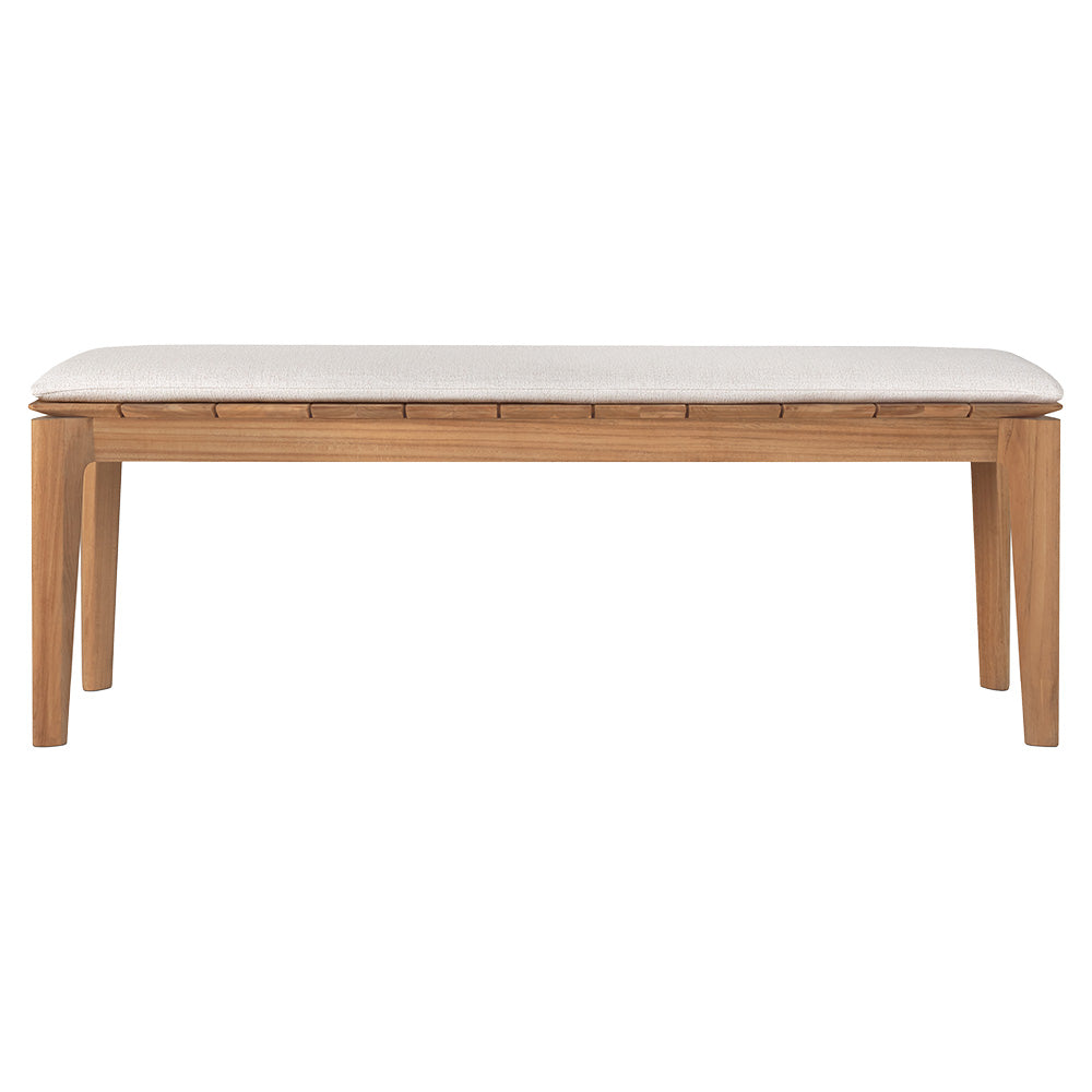 Bok Outdoor Bench - Teak, Off White Cushion