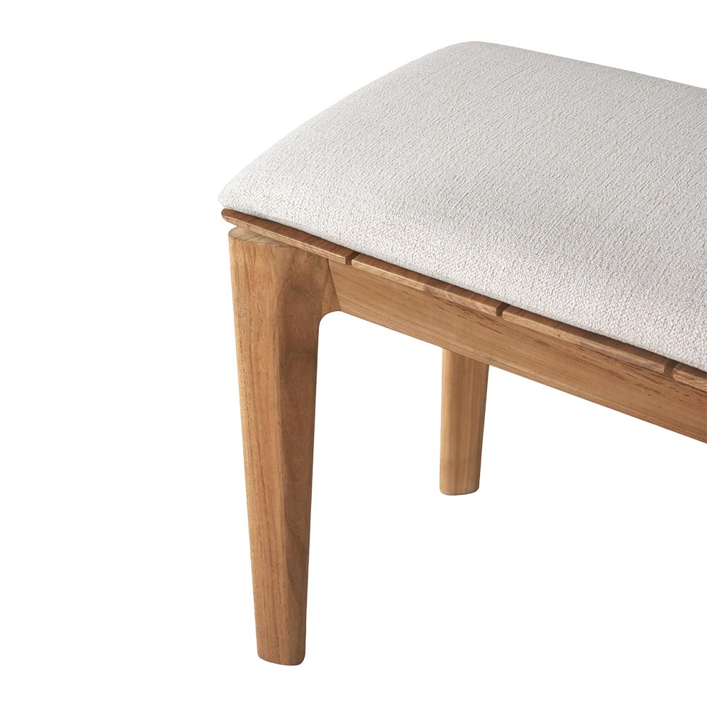 Bok Outdoor Bench - Teak, Off White Cushion