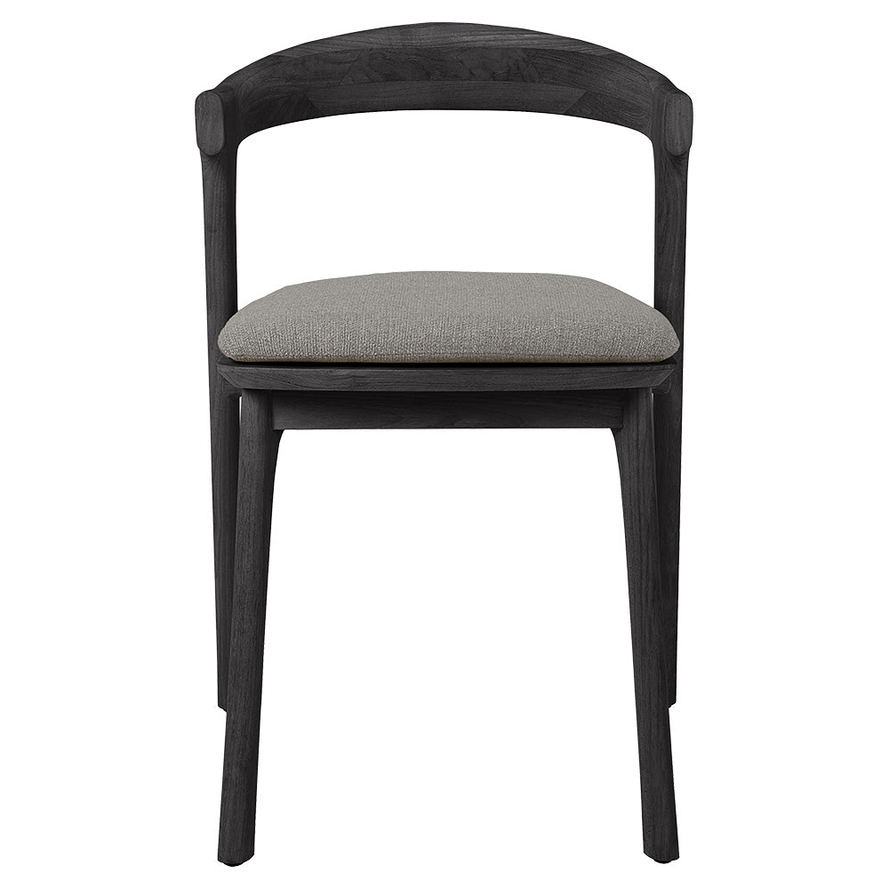 Bok Outdoor Dining Chair - Black Teak, Mocha Cushion