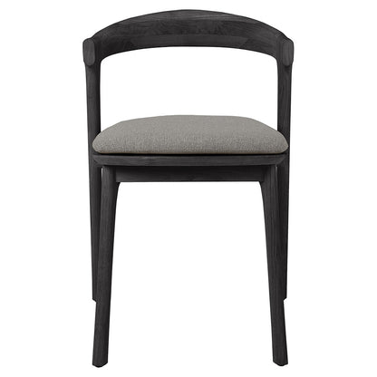 Bok Outdoor Dining Chair - Black Teak, Mocha Cushion
