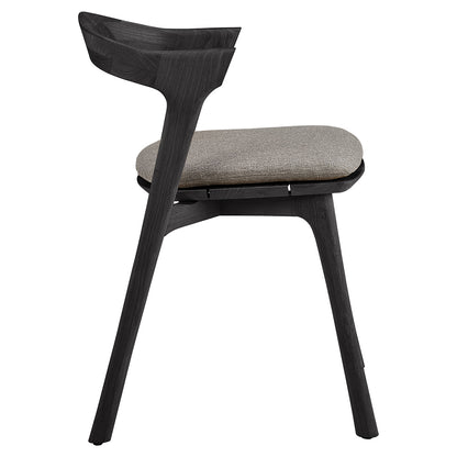 Bok Outdoor Dining Chair - Black Teak, Mocha Cushion