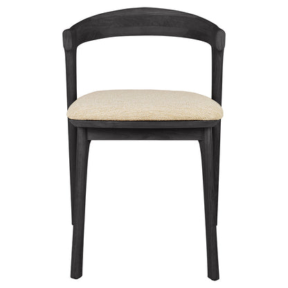 Bok Outdoor Dining Chair - Black Teak, Natural Cushion