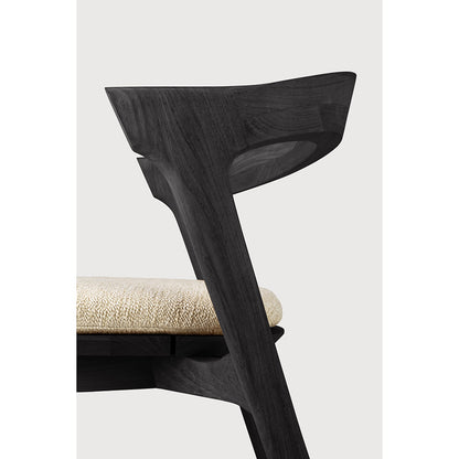 Bok Outdoor Dining Chair - Black Teak, Natural Cushion