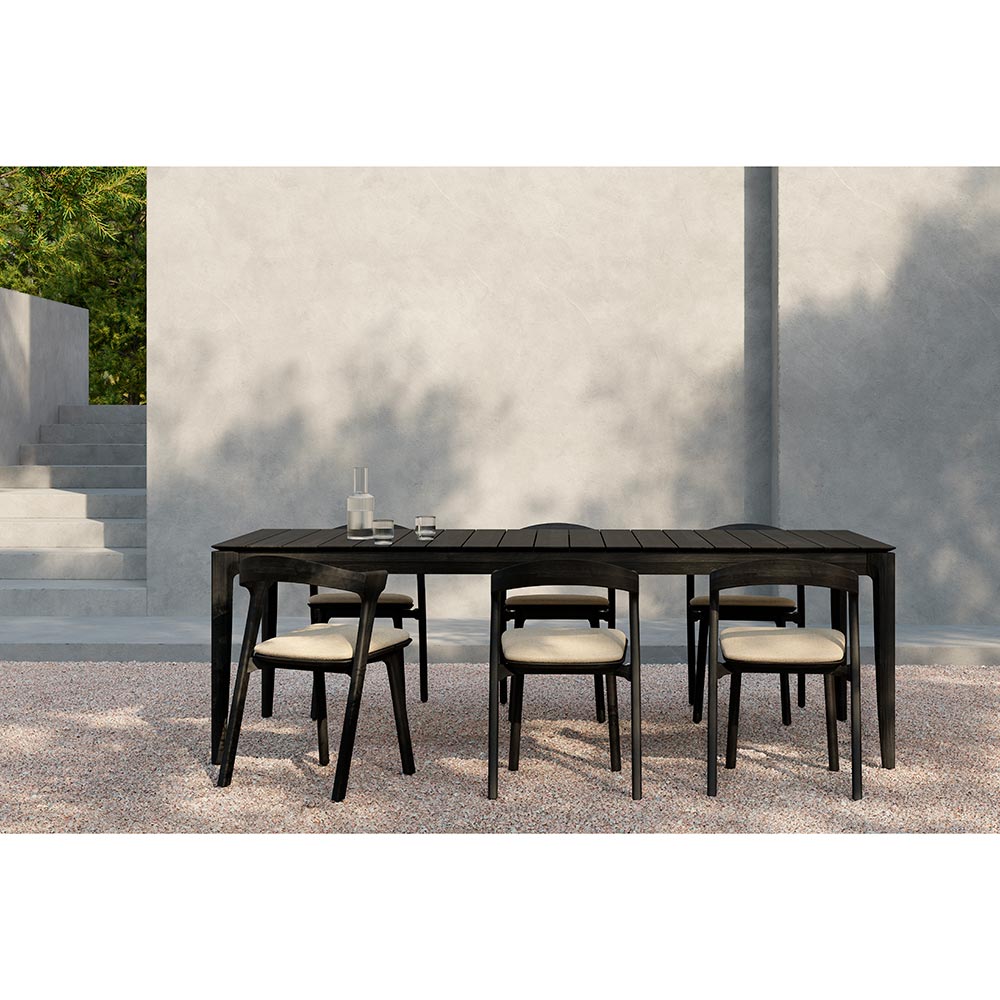 Bok Outdoor Dining Chair - Black Teak, Natural Cushion