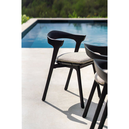 Bok Outdoor Dining Chair - Black Teak, Natural Cushion