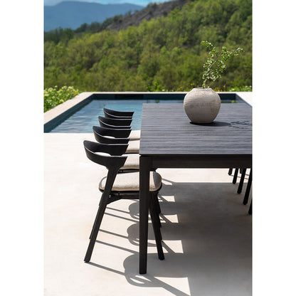 Bok Outdoor Dining Chair - Black Teak, Natural Cushion