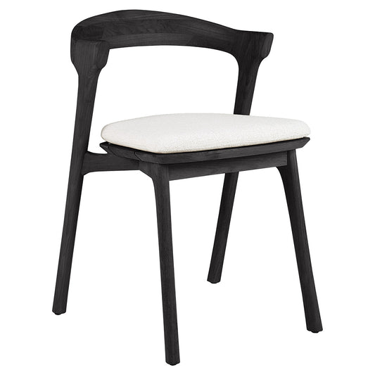 Bok Outdoor Dining Chair - Black Teak, Off White Cushion