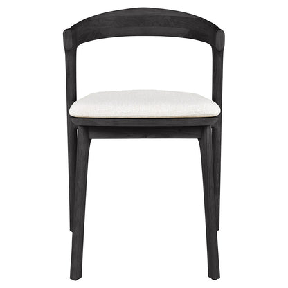 Bok Outdoor Dining Chair - Black Teak, Off White Cushion