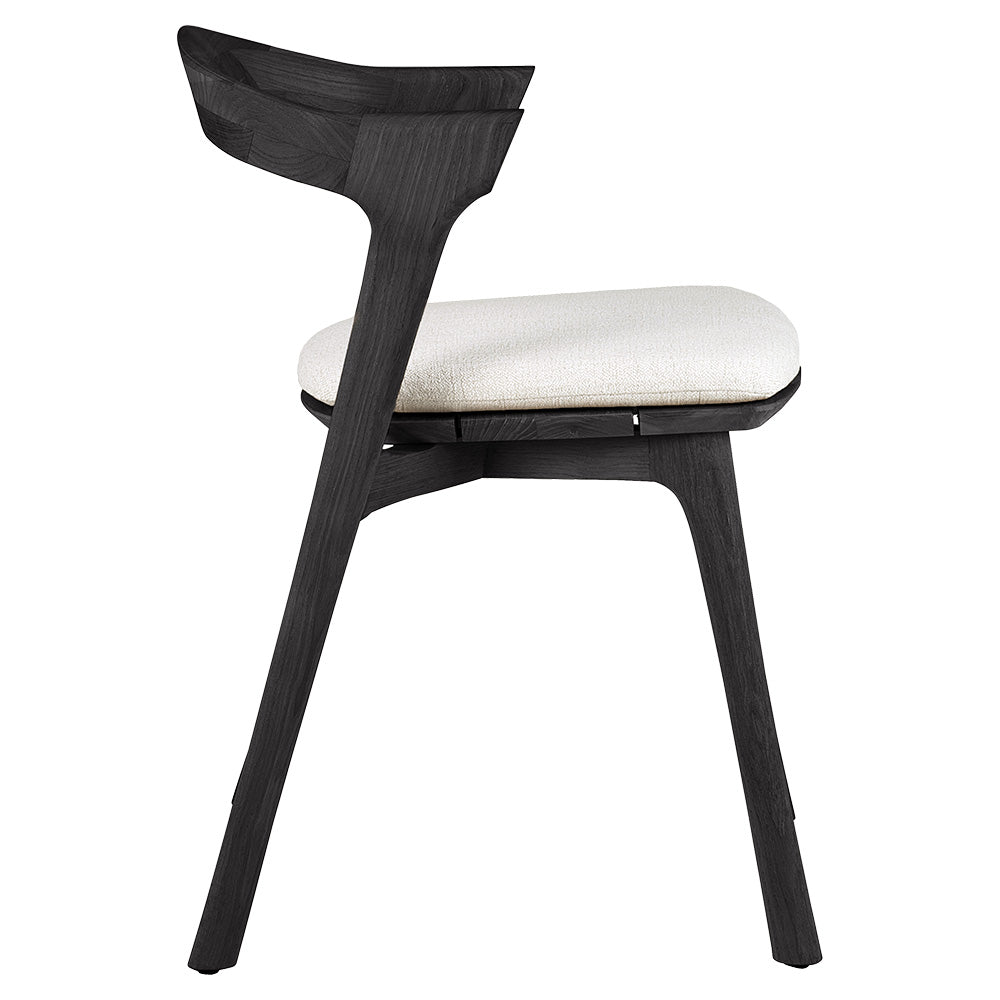 Bok Outdoor Dining Chair - Black Teak, Off White Cushion