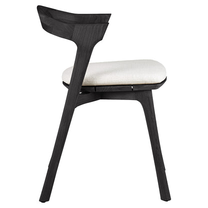 Bok Outdoor Dining Chair - Black Teak, Off White Cushion