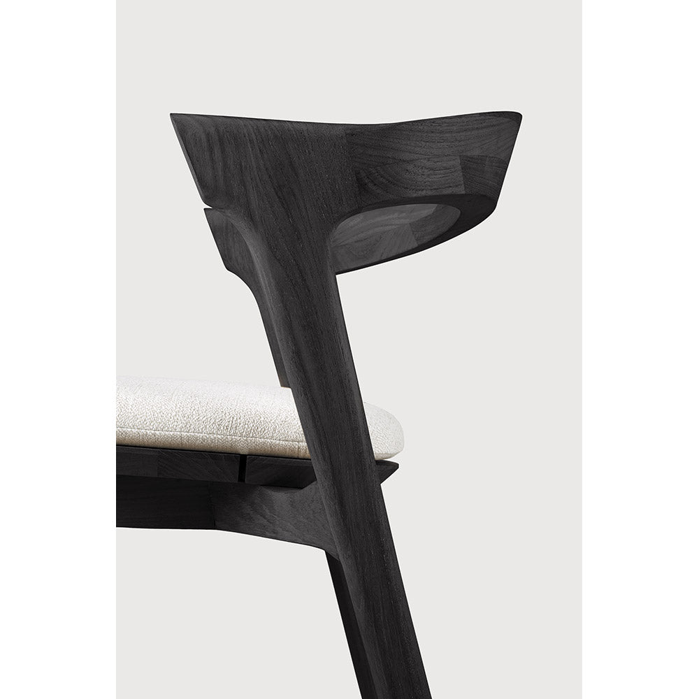 Bok Outdoor Dining Chair - Black Teak, Off White Cushion