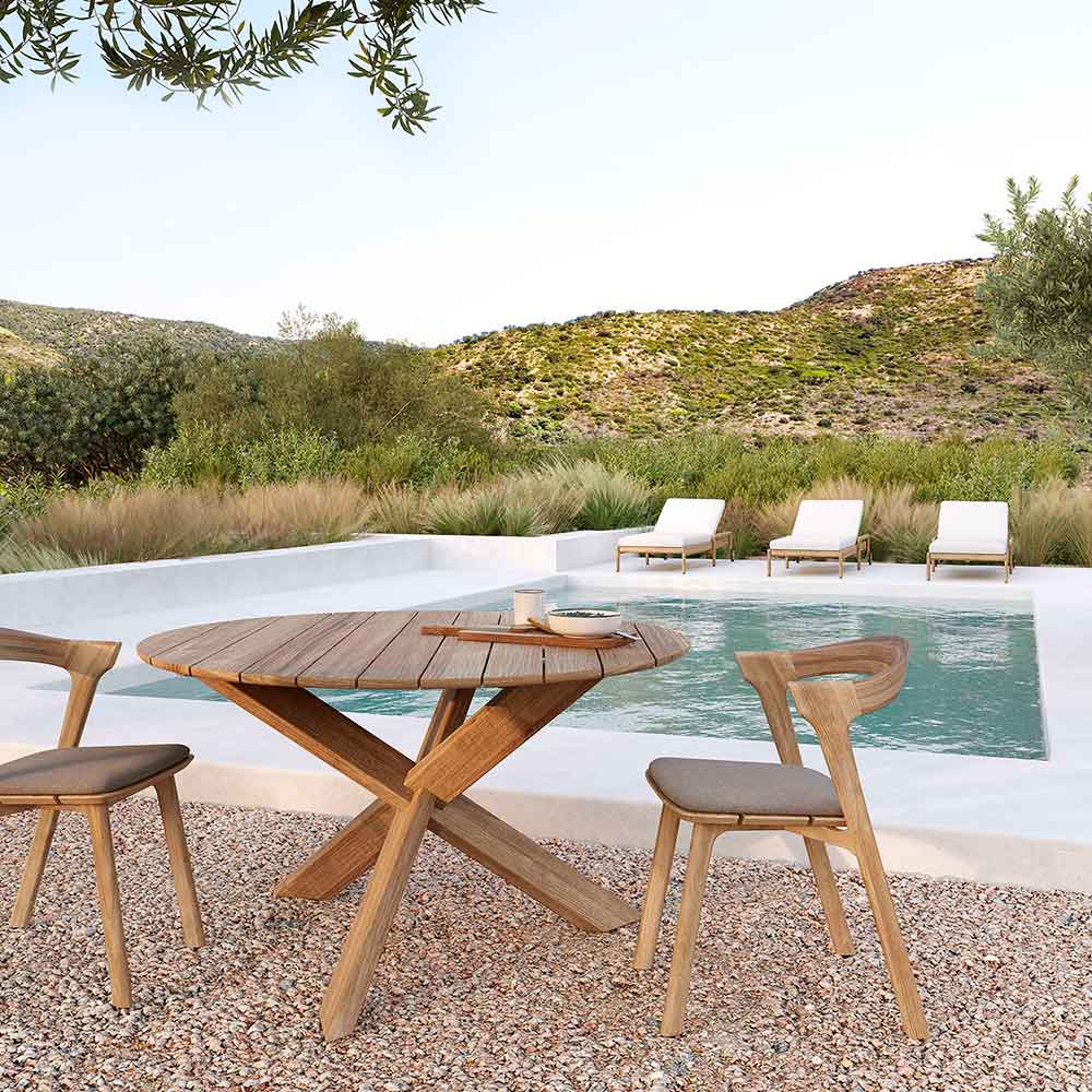 Bok Outdoor Dining Chair - Teak, Mocha Cushion