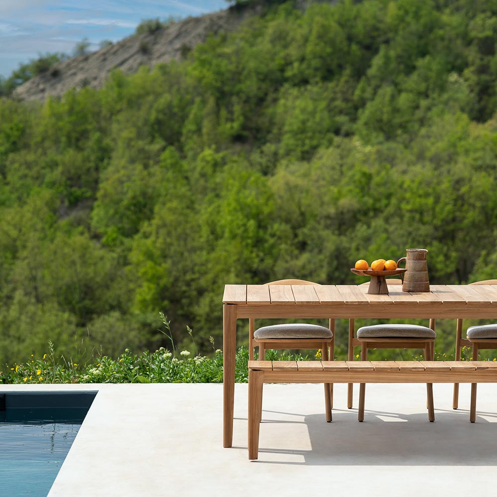 Bok Outdoor Dining Chair - Teak, Mocha Cushion