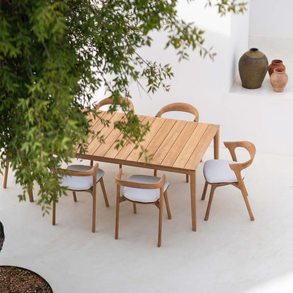 Bok Outdoor Dining Chair - Teak, Off White Cushion
