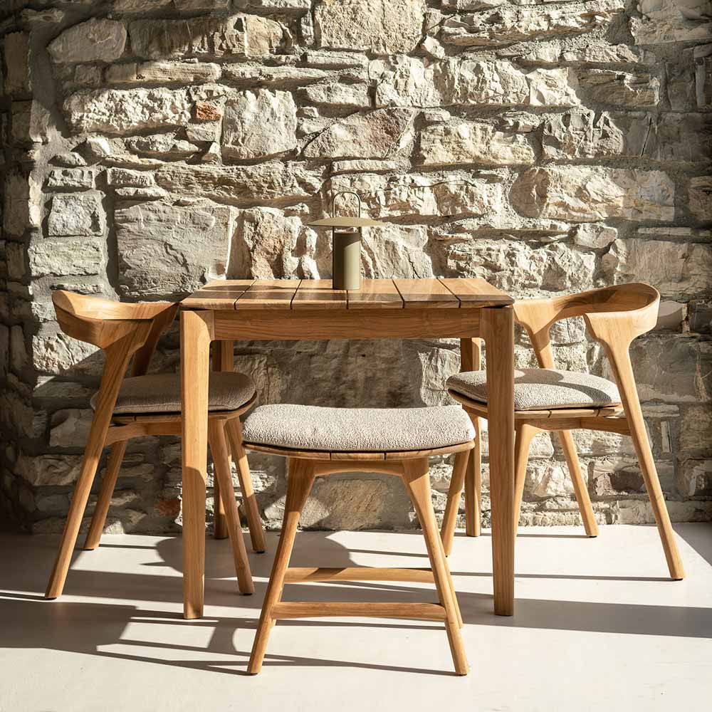 Bok Outdoor Dining Chair - Teak, Off White Cushion