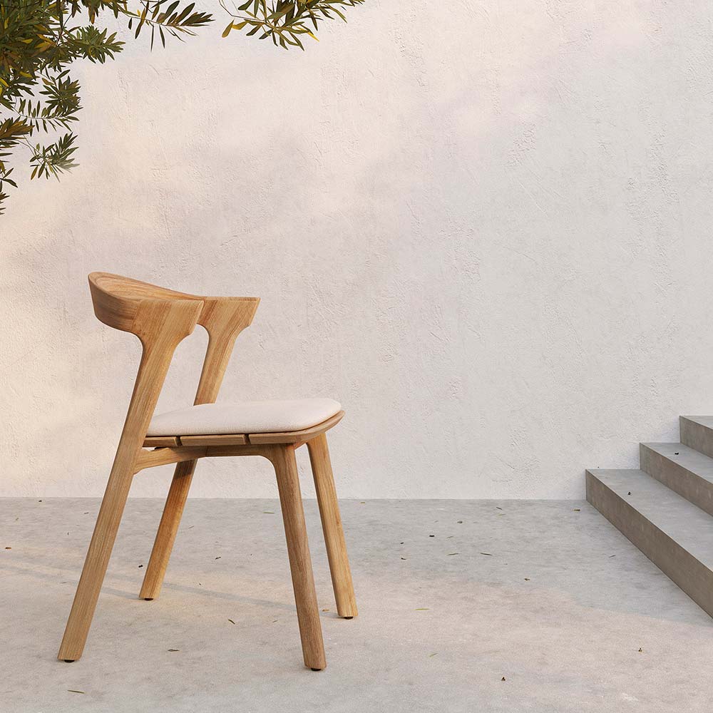 Bok Outdoor Dining Chair - Teak, Off White Cushion