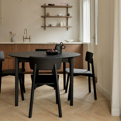 Bok Round Extendable Dining Table - Black Oak