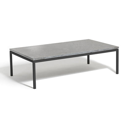 Bonan Rectangular Lounge Table - Limestone, Dark Gray Frame