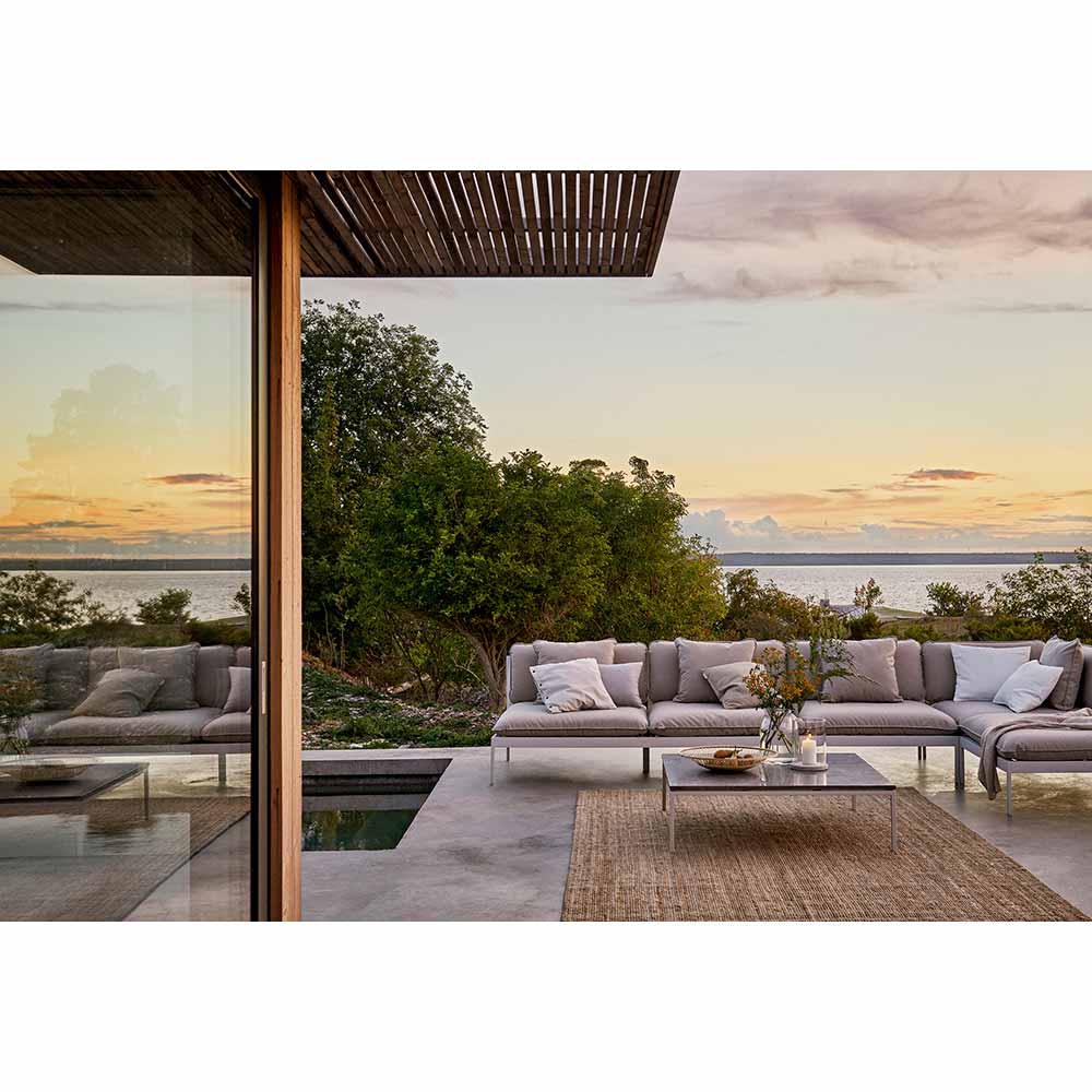 Bonan Ottoman - Light Gray Sling, Light Gray Frame