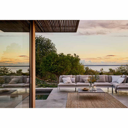 Bonan Ottoman - Light Gray Sling, Light Gray Frame