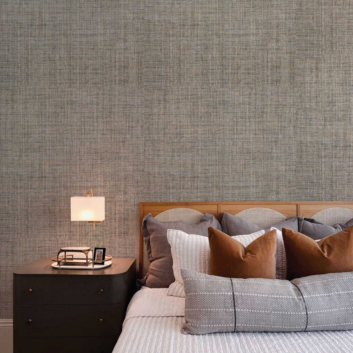 Boxweave Paperweave Wallpaper - Brown and Slate Blue