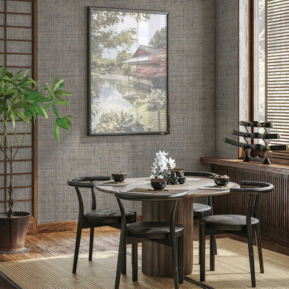 Boxweave Paperweave Wallpaper - Brown and Slate Blue