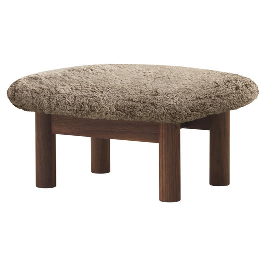 Brasilia Ottoman - Walnut, Sheepskin Sahara