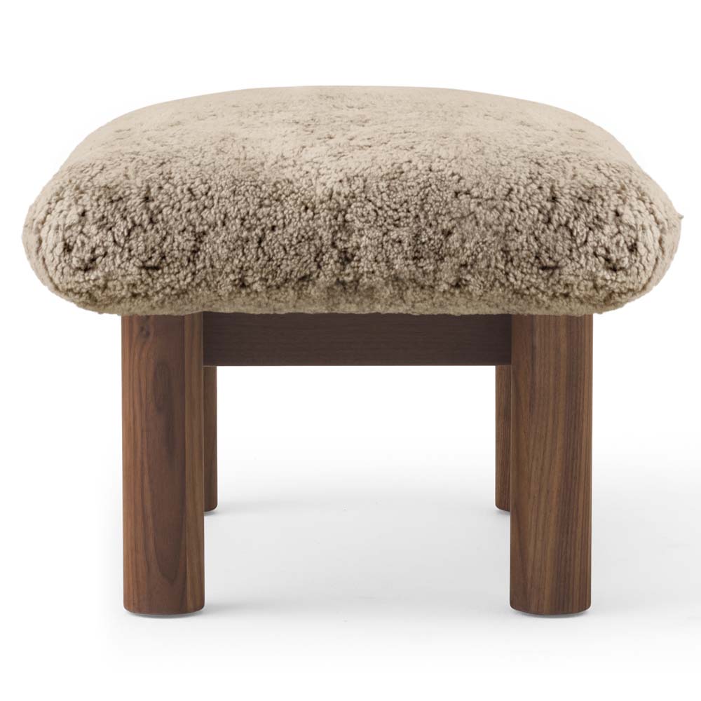 Brasilia Ottoman - Walnut, Sheepskin Sahara