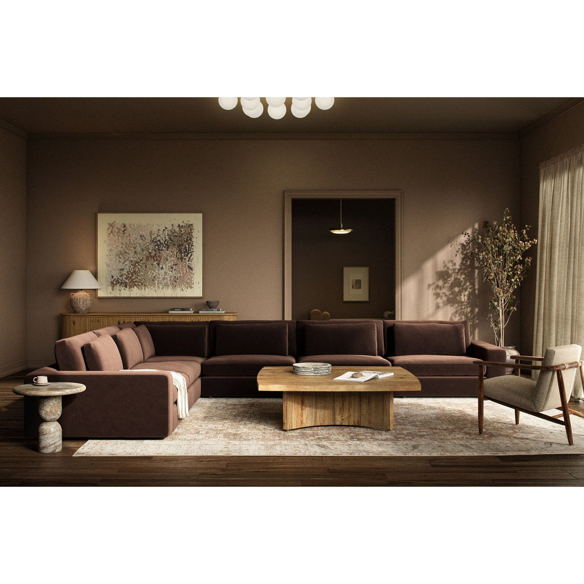 Brinton Square Coffee Table - Rustic Oak Veneer