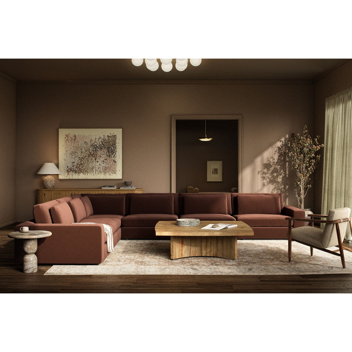 Brinton Square Coffee Table - Rustic Oak Veneer