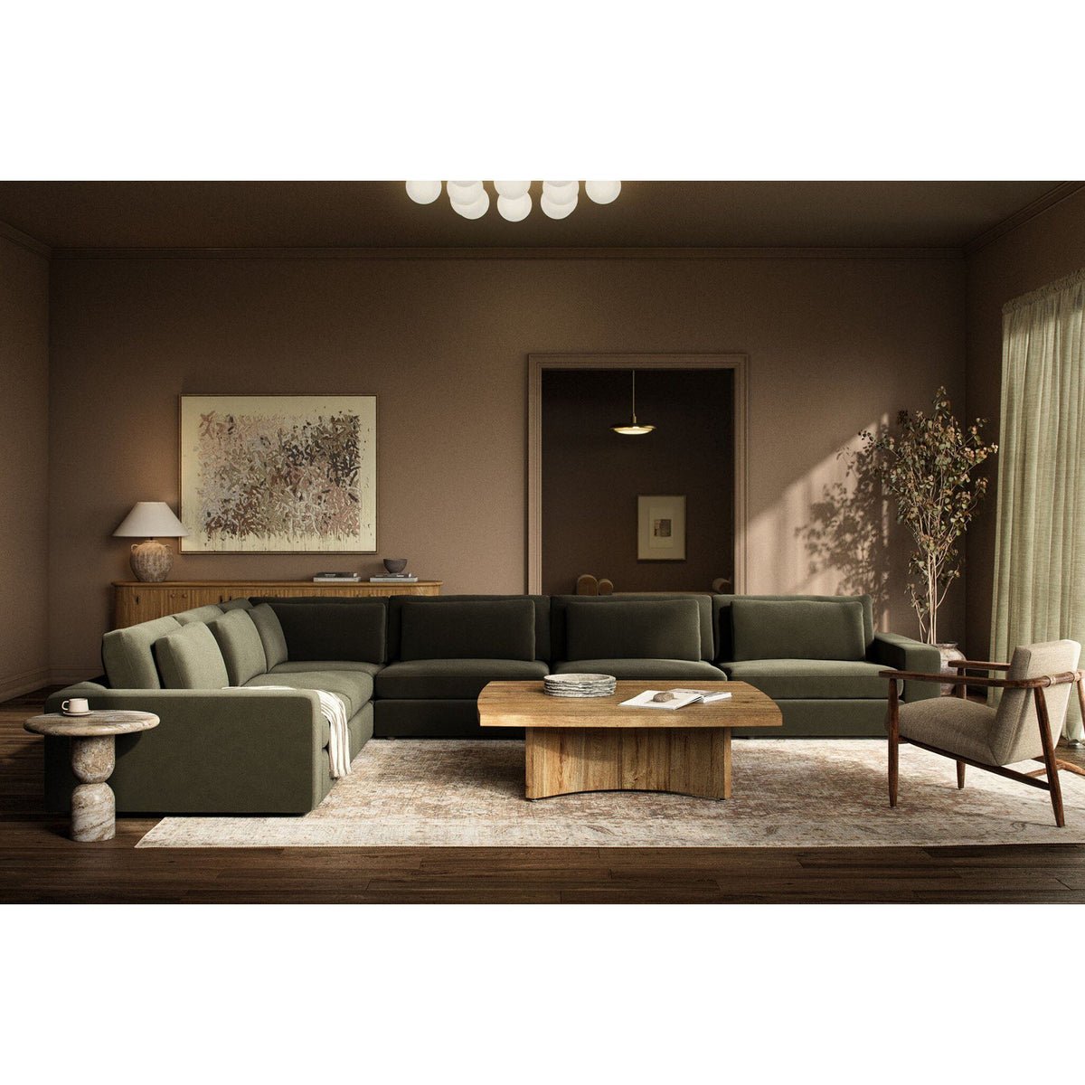 Brinton Square Coffee Table - Rustic Oak Veneer