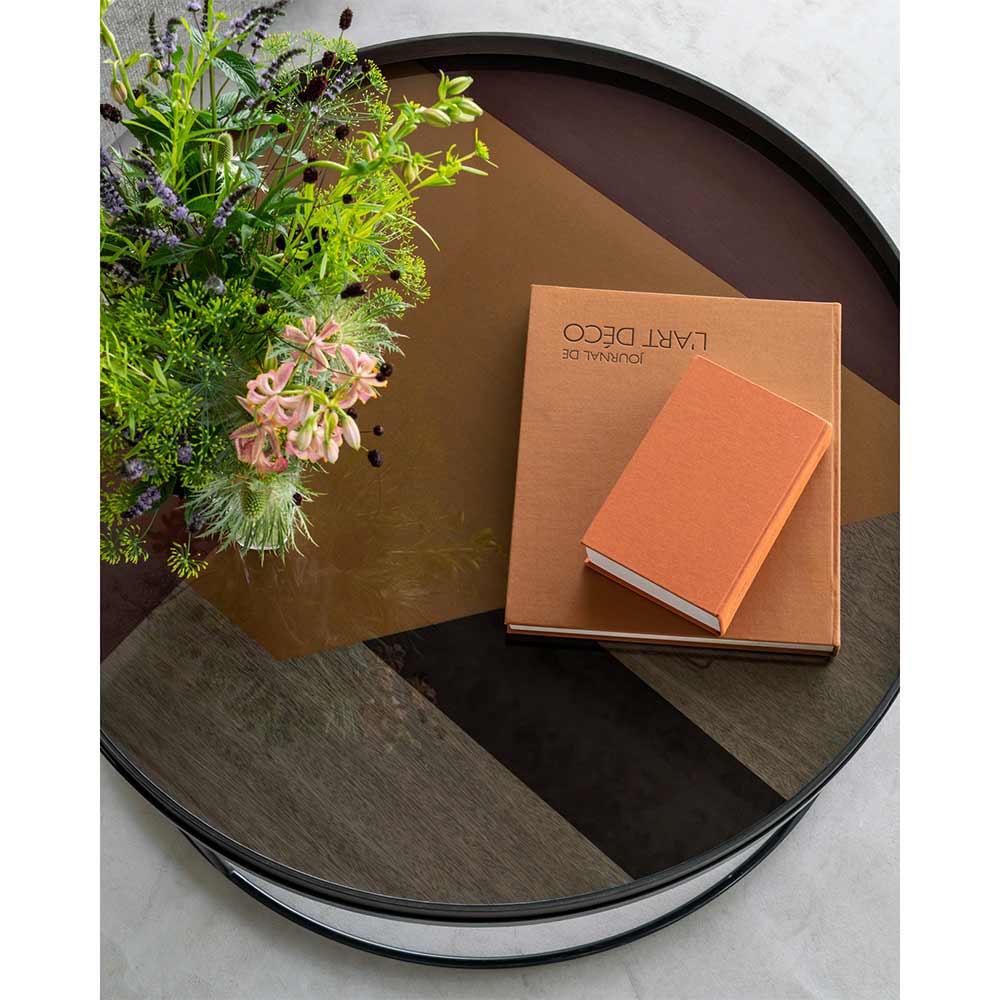 Bronze Angle Glass Tray - Round, Extra Large