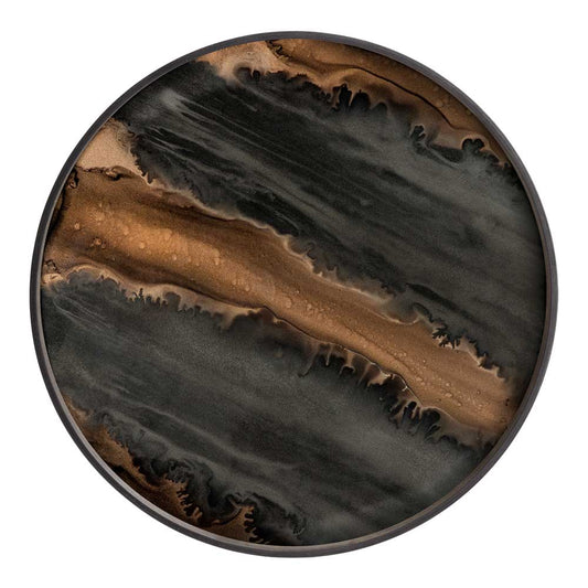 Bronze Organic Glass Tray - Round, Large