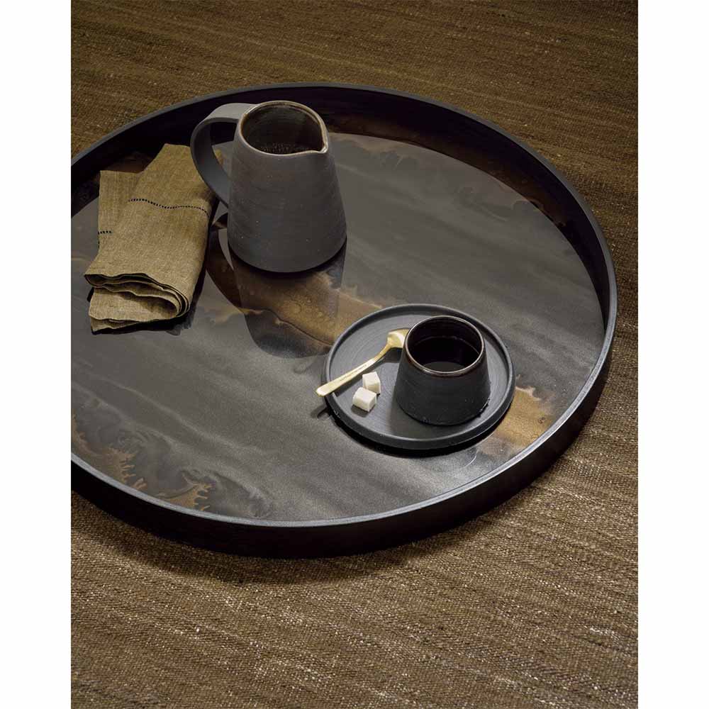 Bronze Organic Glass Tray - Round, Large