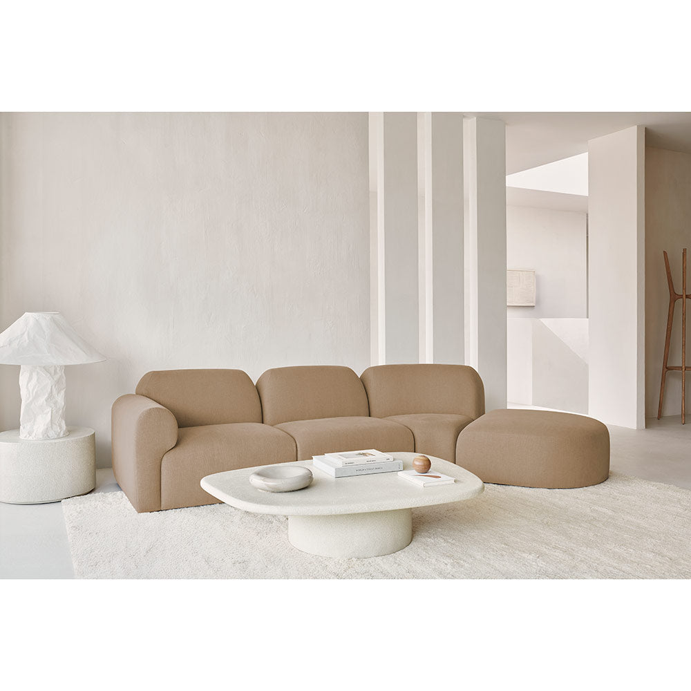 Bulky Semi-Circle Footstool - Light Sepia