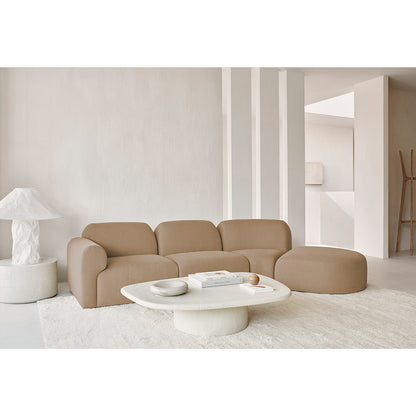 Bulky Semi-Circle Footstool - Light Sepia