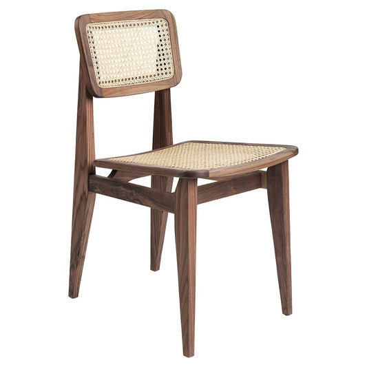 C-Chair Unupholstered Dining Chair - French Cane, American Walnut Oiled