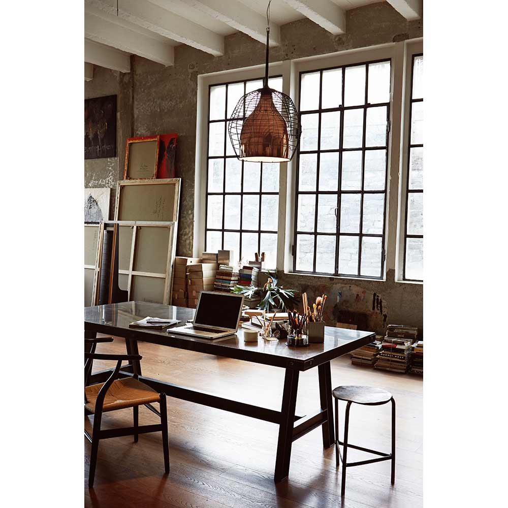 Cage Large Pendant - Black, Bronze