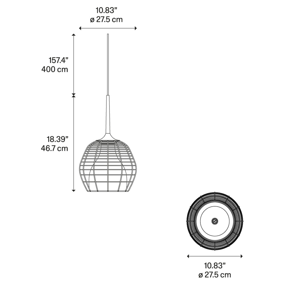 Cage Small Pendant - White, White