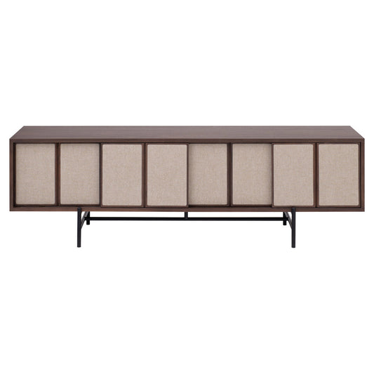 Canvas Media Unit With Fabric - Walnut